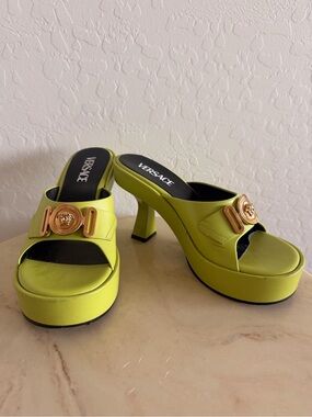 Versace Green Medusa Biggie Mules
